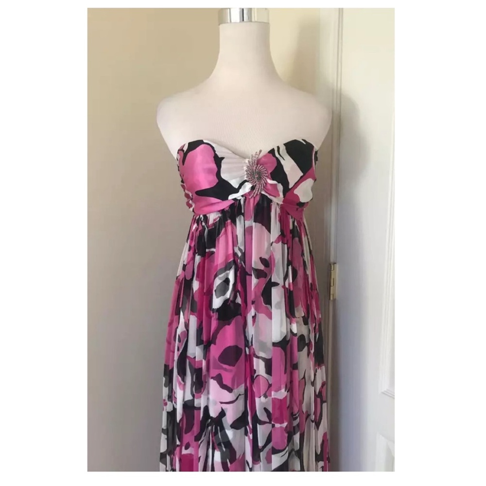 Marc Bower Glamit Strapless Floral Silk Gown - Picture 7 of 12